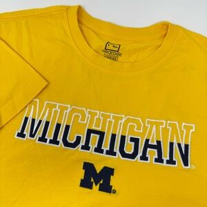 Pro Edge Yellow University of‎ Michigan Men's T-Shirt Cotton